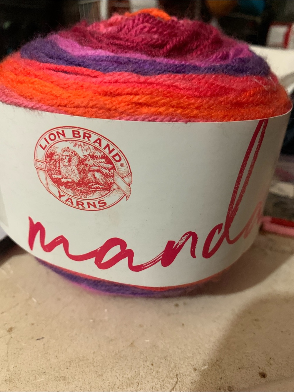 Lion Brand Multicolor Mandala Yarn - Vibrant Orange, Pink & Purple